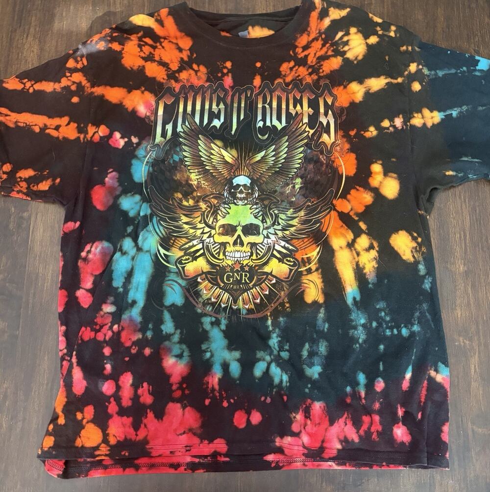 Guns N' Roses Tie Dye North American 2011 Concert Tour T-Shirt Black Size XL